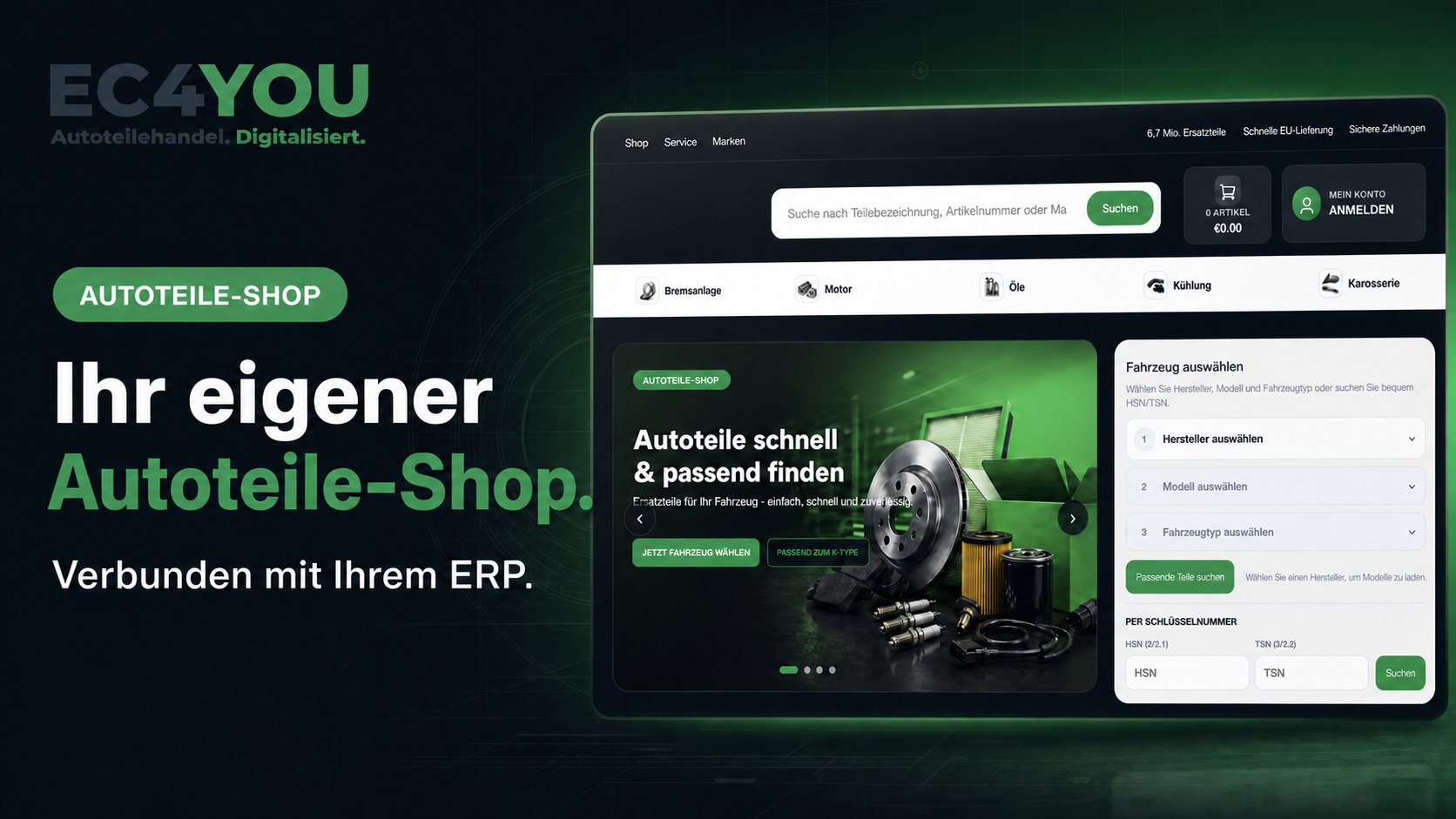 EC4YOU Autoteile-Shop als vollständige Produktpräsentation
